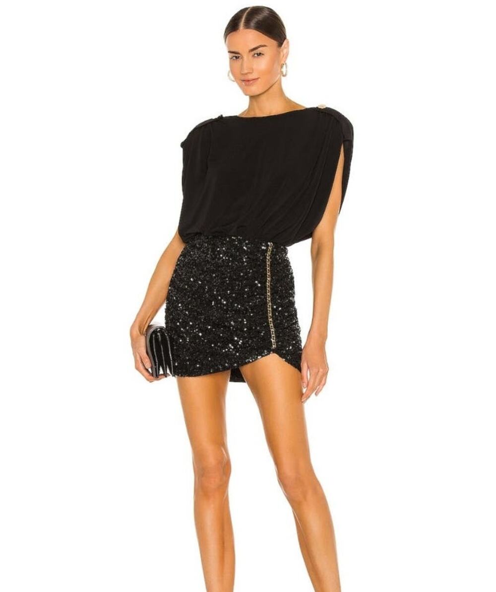 Retrofete Celestia Mini Skirt in Black Sequins Size Small NWT